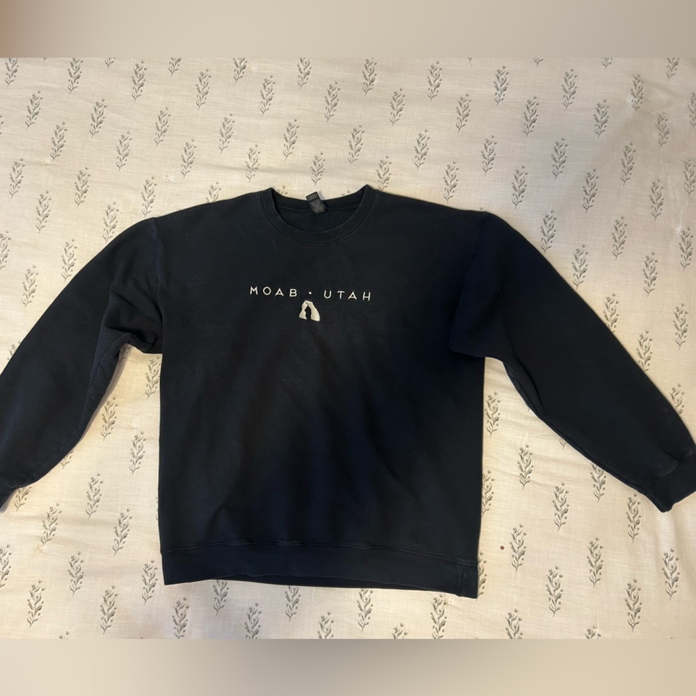 Women’s Moab Utah Embroidered Black Sweater